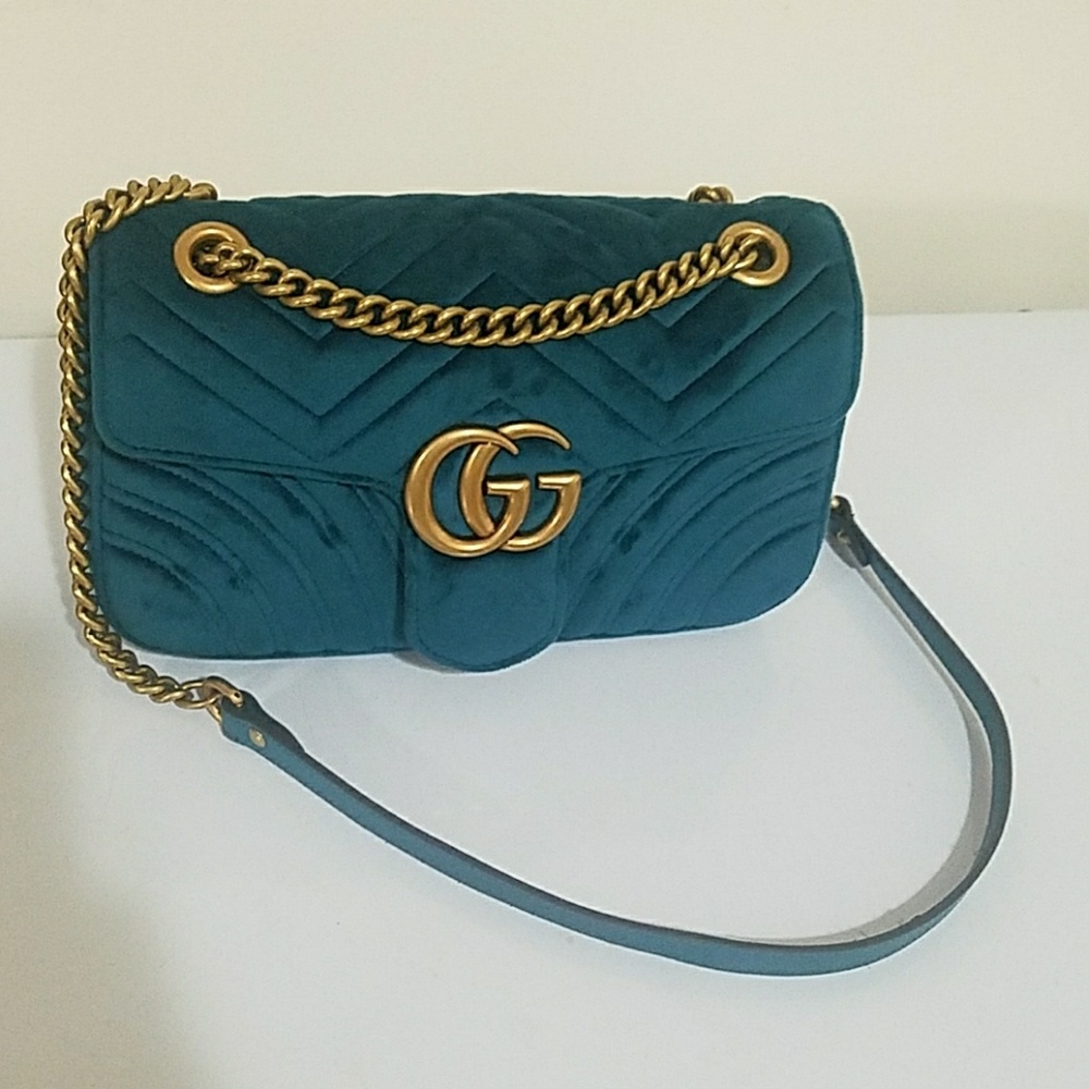 Gucci Velvet Bag Teal Color
